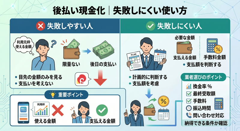 後払い現金化で失敗しにくい使い方