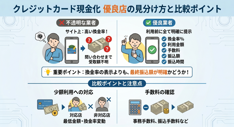 クレジットカード現金化の優良店の見分け方