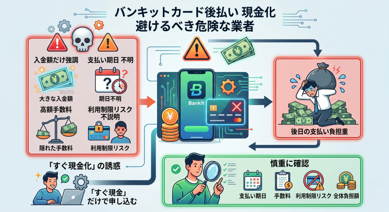 バンキットカード後払い現金化で危険な業者