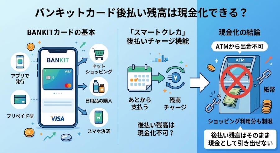 バンキットカード後払い残高は現金化できる？