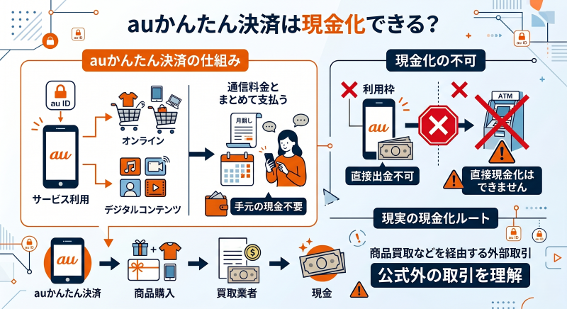 auかんたん決済は現金化できる？