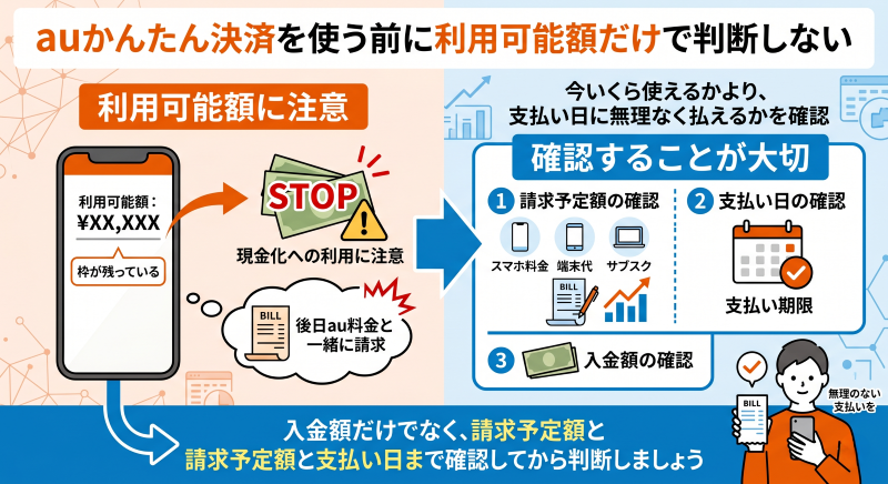 auかんたん決済を使う前に利用可能額だけで判断しない