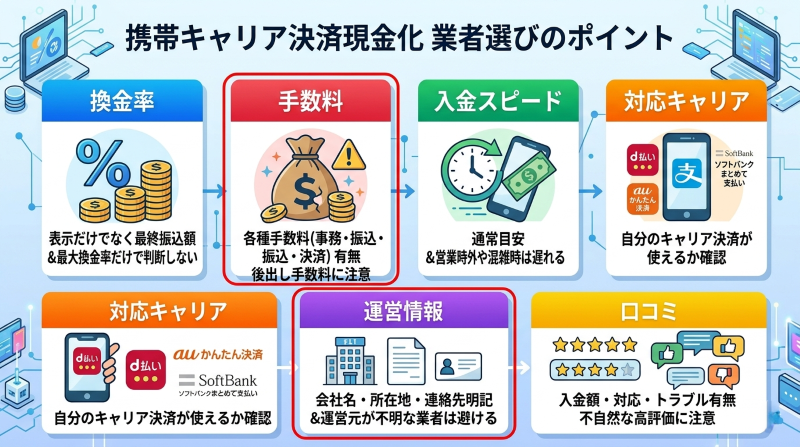 携帯キャリア決済現金化業者選びのポイント