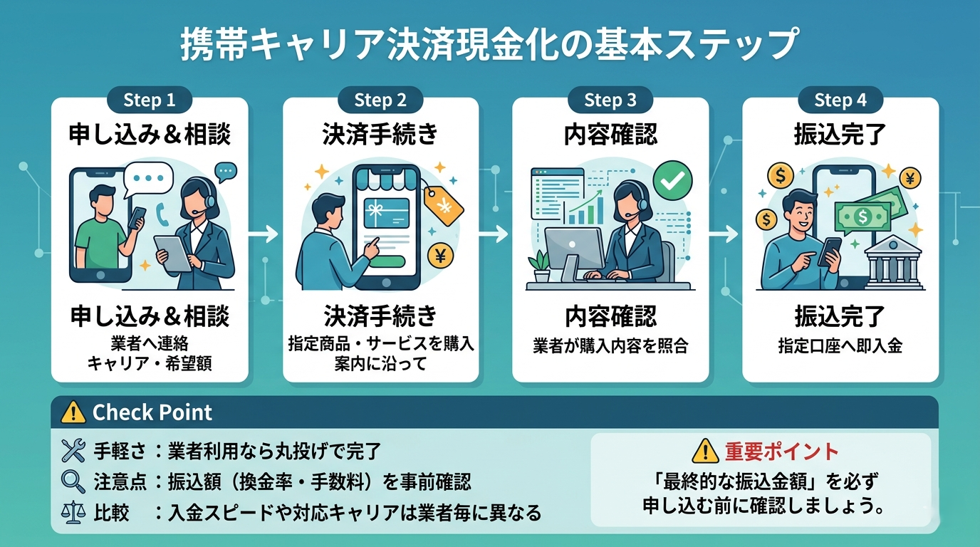 携帯キャリア決済現金化についての流れ