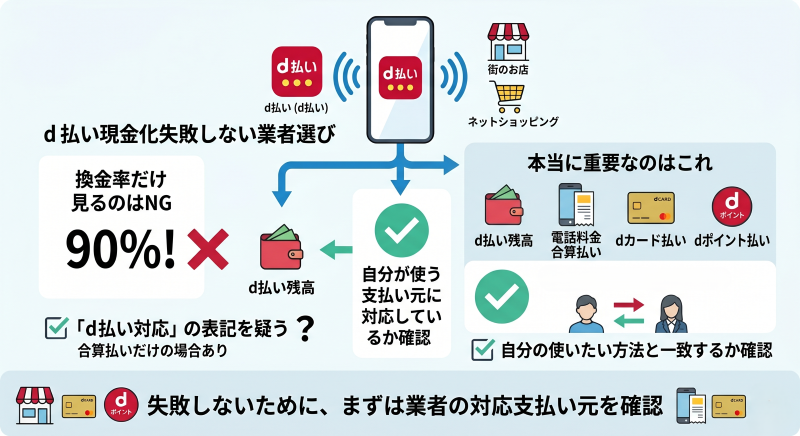 d払い現金化の業者選びのポイント
