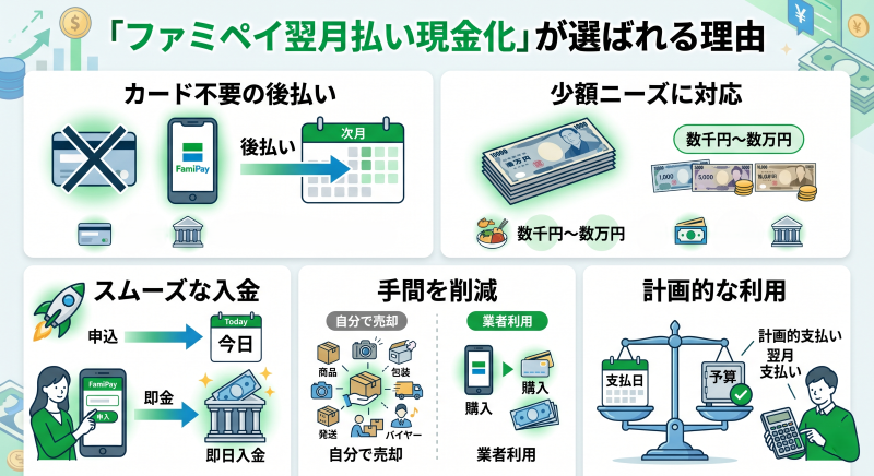 ファミペイ翌月払い現金化が選ばれる理由