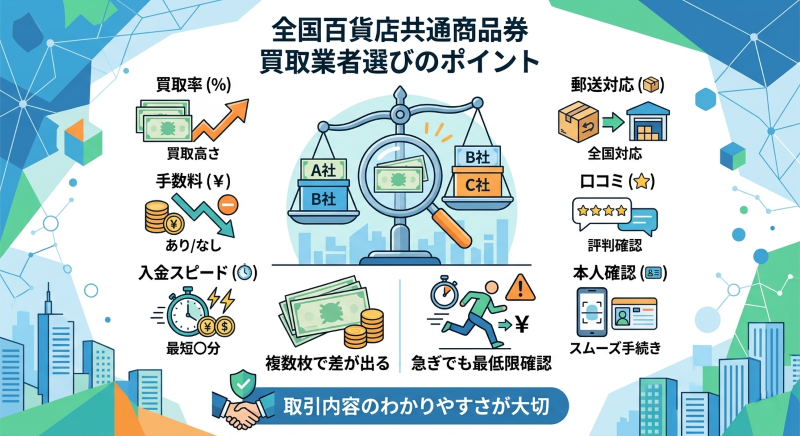 全国百貨店共通商品券の買い取り業者を選ぶポイント