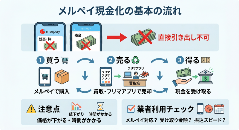 メルペイ現金化の流れ