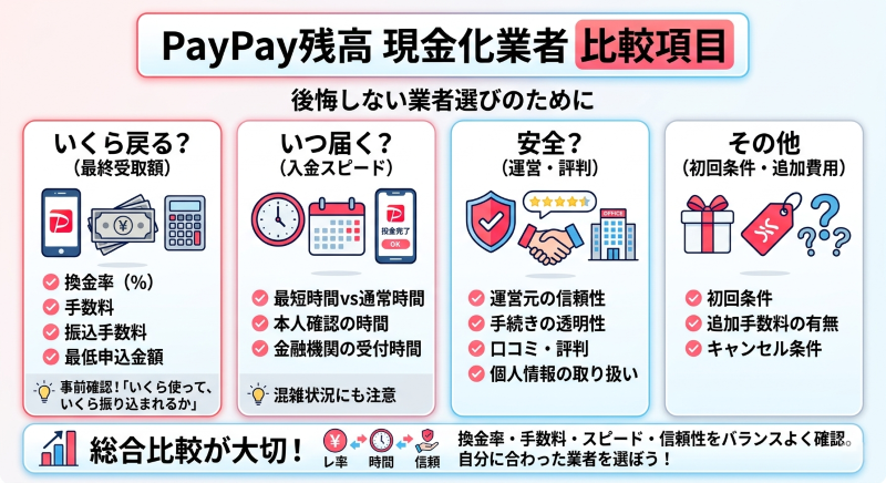 paypay現金化で業者を選ぶときの比較