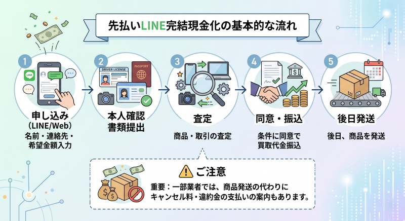 先払いLINE完結現金化の流れ