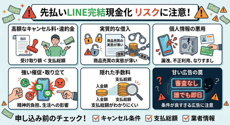 先払いLINE完結現金化のリスク